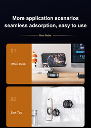 Universal 360 Rotate Vacuum Suction Cup Metal Phone Holder Zinc Alloy Magnetic Adsorption for Gym Car Wall Glass